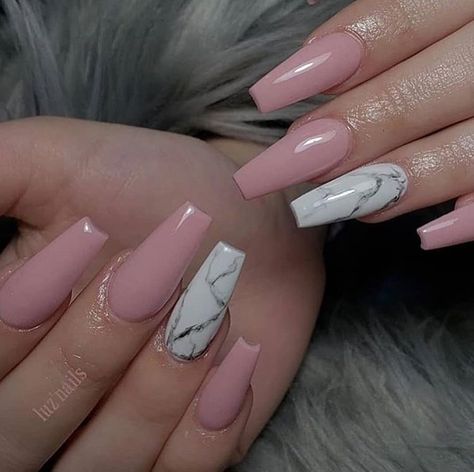 Marble nail design | dusty rose pink nails Cuffin Nails, Dusty Pink Nails, Ombre Acrylic Nails, Long Acrylic Nails Coffin, Coffin Nails Long, Long Square Acrylic Nails, Bling Acrylic Nails, Acrylic Nails Coffin Short, Summer Acrylic Nails