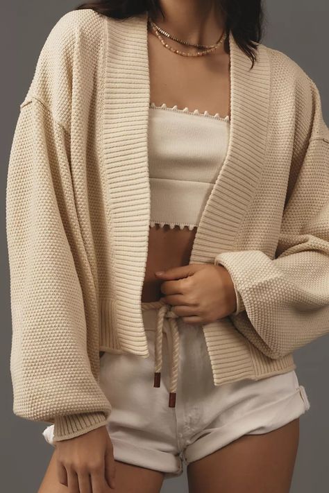 Flat White Livvy Waffle Knit Cardigan Sweater | Anthropologie Flat White, Knit Cardigan Sweater, Women's Sweaters, White Flats, Knitwear Cardigan, 50 Fashion, Knit Sweater Cardigan, Sweaters Oversized, White Sweaters