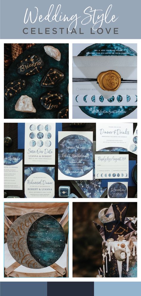 Stars With Moon, Moon Wedding Theme, Starry Night Wedding Theme, Game Of Thrones Wedding, Constellation Wedding, Star Themed Wedding, Celestial Wedding Theme, Starry Wedding, Galaxy Wedding