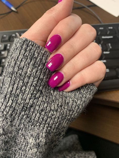 Fuchsia Nails, Raspberry Nails, Magenta Nails, Berry Nails, Dark Pink Nails, Pink Nail Colors, Unghie Sfumate, Happy Nails, Blush Nails