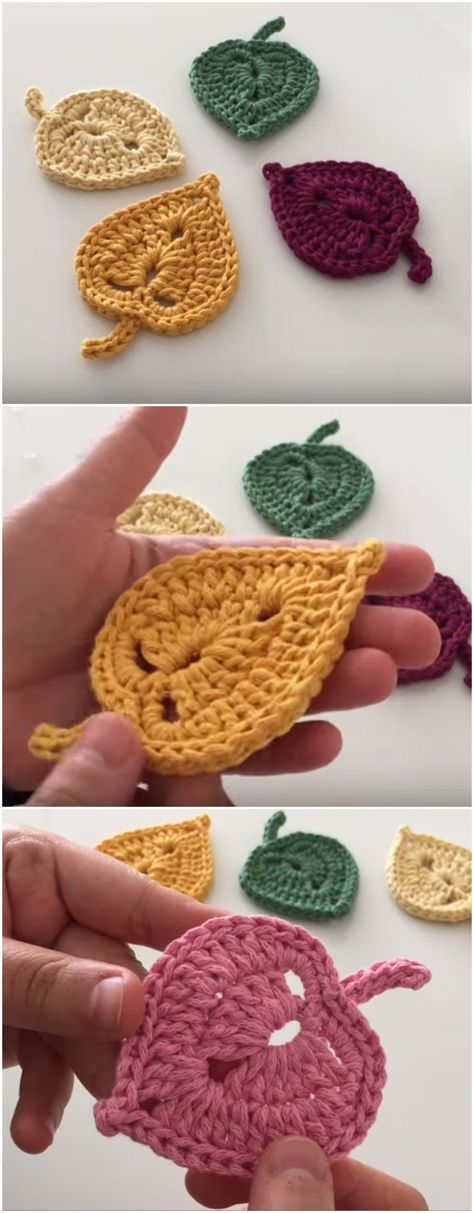 Leaves Video, Col Crochet, Crochet Tiny, Crochet Leaf Patterns, Debbie Macomber, Fall Crochet Patterns, Crochet Flowers Free Pattern, Crochet Leaves, Crochet Fall