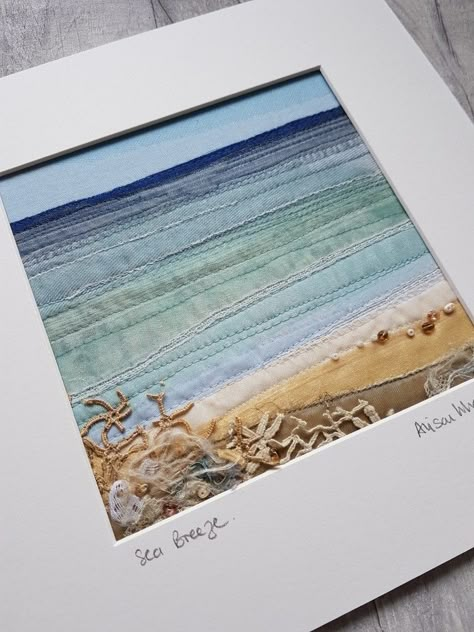 Happy Bank Holiday Monday, Seascape Quilts, Holiday Monday, Freehand Machine Embroidery, Landscape Art Quilts, Bank Holiday Monday, Landscape Quilt, Textile Art Embroidery, Fiber Art Quilts