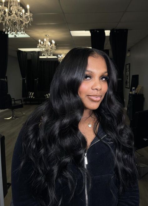 Wavy Closure Sew In, See In No Leave Out, Birthday Hair, Sew Ins, Protective Hairstyles Braids, Curly Hair Wig, Flat Iron Hair Styles, Dope Hairstyles, Middle Part