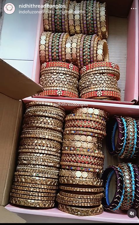 Bollywood Style Bangle With Stone Work For Festivals, Handmade Bollywood Style Festive Bangle, Bollywood Style Bangle With Stone Work, Saree Bangles, Handmade Festive Bollywood Bangle, Tread Bangles, Bangles Ideas, Silkthread Bangles Design Latest, Lavender Saree