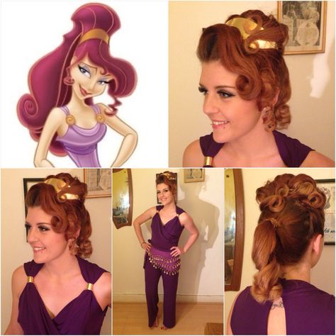 Got to turn my friend into Meg(Megara) from Disney's Hercules. Hair by Sarah of Sarah's Doo-Wop Dos www.doowopdos.co.uk Megara Hairstyle, Disney's Hercules, Megara Hercules, Disney Hercules, Disney Mom, Vintage Hair, Color Hair, Vintage Hairstyles, Hercules