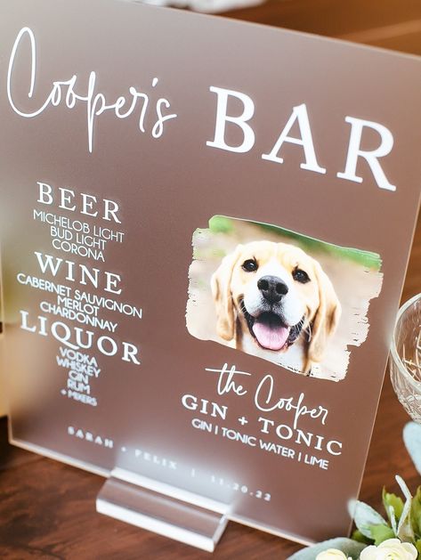 Dog Signature Cocktail Sign, Pet Cocktail Sign, Signature Drink Sign Dog, His Hers And Dog Drink, Signature Drink Pet Sign, Dog Cocktail Sign, Include Cat In Wedding, Pet Drink Menu Wedding, Wedding Bar Sign With Dog