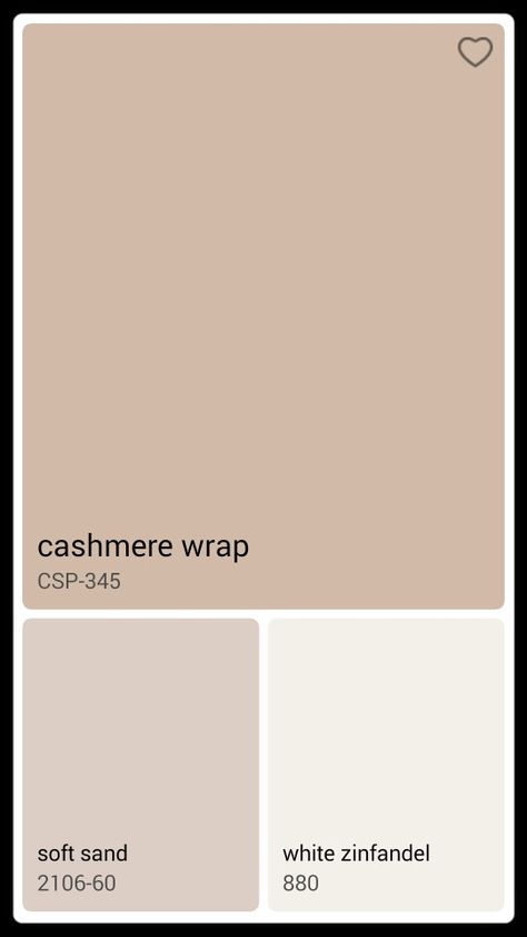 Coordinating colors with Cashmere wrap Cashmere Colour Scheme, Cashmere Wrap Benjamin Moore, Cashmere Colour Palette, Cashmere Color Palette, Cashmere Kitchen Colour Scheme, Wall Paint Colour Combination, Cashmere Kitchen, Tan Paint Colors, Urban Furniture Design