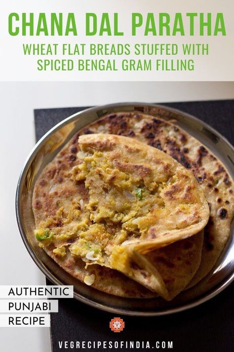 Try this authentic Punjabi recipe of chana dal paratha, or wheat flatbread stuffed with spiced chickpea filling. Make sure to soak the chickpeas before starting to make this recipe because they do need to soak overnight. We usually eat chana dal paratha for breakfast with your choice of pickle, yogurt, or white butter. Try it this week! #breakfast #Punjabi #authentic #NorthIndianFood #vegetarianrecipes #vegan Dal Paratha, Stuffed Paratha, Indian Cuisine Recipes, New Recipes For Dinner, Indian Recipes Authentic, North Indian Recipes, Paratha Recipe, Chana Dal, Punjabi Food