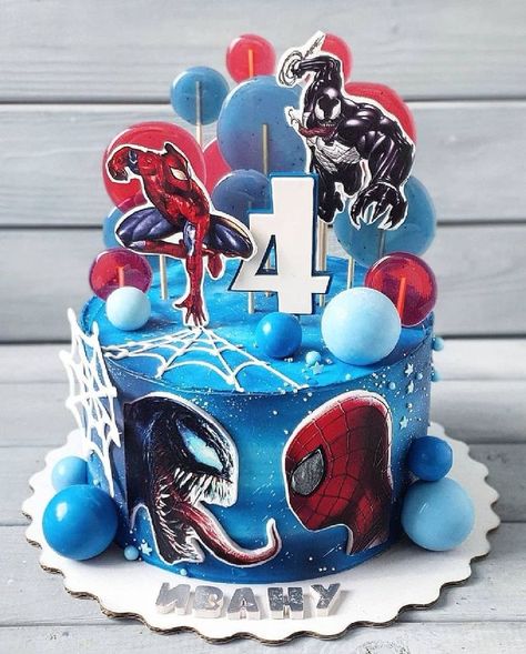 Spiderman Topper, Spiderman Birthday Party Decorations, Horse Birthday Cake, Spiderman Birthday Cake, Marvel Birthday Party, Venom Spiderman, Marvel Cake, Batman Birthday Party, Spiderman Birthday Party