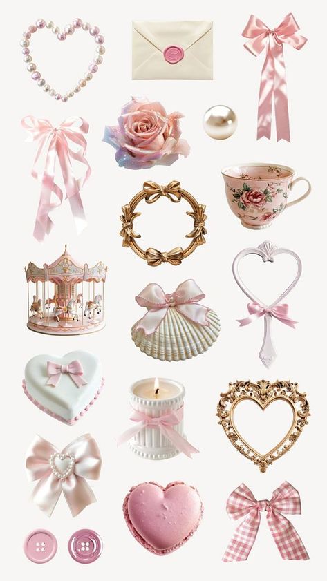 Coquette Graphic Design, Pink Aesthetic Stickers, Couqutte Aesthetic, Emoji Templates, Coquette Collage, Rentry Resources, Coquette Design, Collage Creator, Coquette Princess