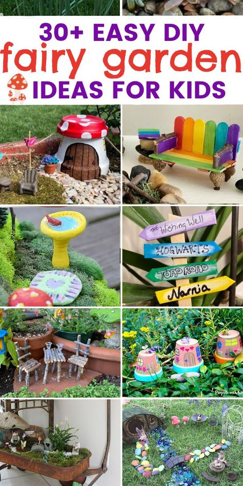 various fairy garden crafts Fairy Garden Ideas For Kids, Garden Ideas For Kids, Diy Fairy Garden Ideas, Kids Fairy Garden, Fairy Garden Containers, Diy Fairy Garden, Kids Yard, Fairy Garden Ideas, Fairy Garden Furniture