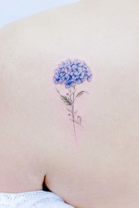 Flower Tattoos Designs And Meanings For Your Inspo ★ Blue Hydrangea Flower Tattoo Design Blue Hydrangea Tattoo, Tattoo Designs Watercolor, Tattoo Designs Mandala, Tattoo Designs Geometric, Hydrangea Tattoo, Mandala Tattoo Designs, Soft Tattoo, Tattoo Mini, Mini Tattoo