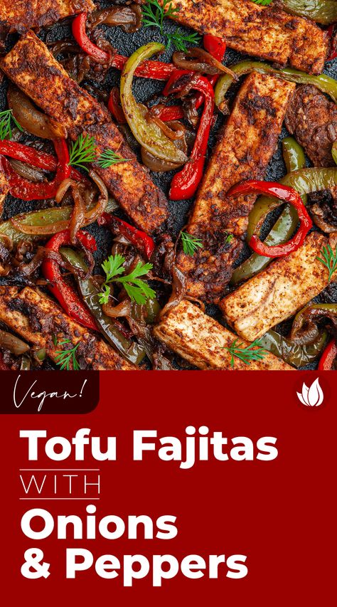 Looking for a flavorful family-friendly dinner for Meatless Monday? These Tofu Fajitas with Onions and Peppers should be at the top of your list! Plant Based Fajitas, Tofu And Peppers Recipe, Vegan Chicken Fajitas, Tofu Fajitas Recipes, Tofu And Peppers, Mexican Tofu Marinade, Meatless One Pot Meals, Tofu Stuffed Peppers, Vegan Fajitas Recipe