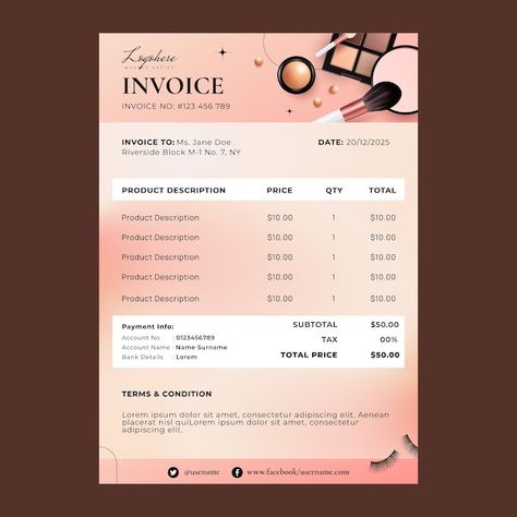 Premium Vector | Realistic makeup artist vertical business card template Makeup Price List Ideas, Price List Ideas, Makeup Price List, Realistic Makeup, Makeup Prices, Freelance Design, Vertical Business Cards, List Ideas, Invoice Template