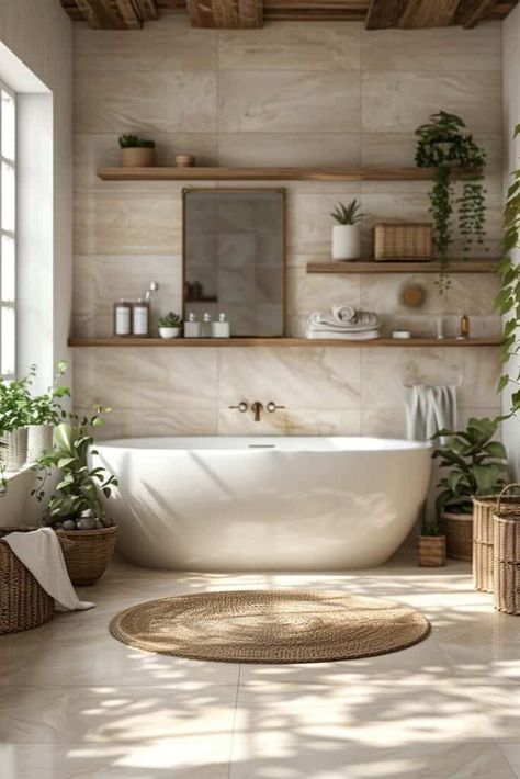 Bathroom inspiration. Earthy Modern Bathroom, Earthy Bathroom Ideas Natural, Organic House Design, Bathroom Natural, Organic Modern Bathroom, Home Decor India, Art Deco Bathroom, Bathroom Inspiration Modern, Dream Kitchens Design