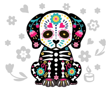 Día de los muertos esqueleto de calavera... | Premium Vector #Freepik #vector #calavera-halloween #calavera #calavera-mexico #perro-halloween Dog Sugar Skull, Calavera Halloween, Paty Ideas, Baby Memorial Tattoos, Dia De Los Muertos Decorations Ideas, Mexican Paintings, Mexican Culture Art, Stencils For Wood Signs, Animal Skull