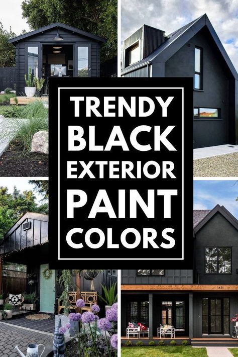 Achieve the perfect black exterior after viewing these inspiring painted black homes! Sw Green Black Exterior, Black Exterior Paint Colors For House, Dark House Colors Exterior, Best Black Exterior Paint Colors, Matte Black House Exterior, Black Exterior Paint Colors, Black Exterior House Colors, Exterior Black Paint, Best House Colors Exterior