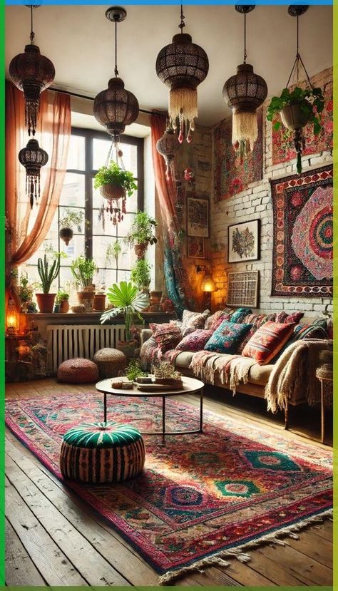 Boho Relaxing Room, Living Room Inspo Bohemian, Feminine Boho Living Room, Vintage Maximalist Decor Living Room, Bohemian Maximalist Decor, Bohemian Interior Design Style, Eclectic Boho Living Room, Bohemian Rooms, Diy Bohemian Decor