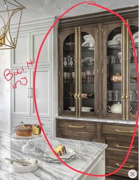 Cremona Bolt Cabinet, Brass Cabinets, Glass Cabinets Kitchen, Built In Kitchen Hutch, Buffet Built In, Color In Interior Design, Gray Room, Built In Buffet, Cabinet Inspiration