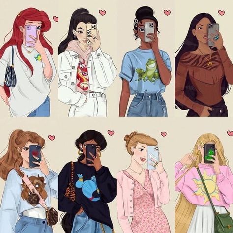 Disney Swag, Modern Disney Characters, Disney Character Art, Disney Princess Artwork, Disney Princess Fan Art, Disney Princess Modern, Disney Princess Fashion, Images Disney, Cute Disney Drawings