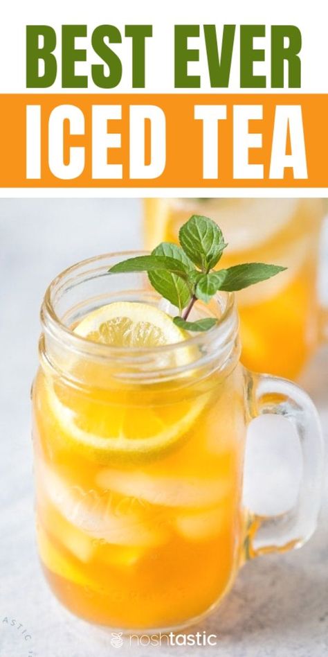 Easy Iced Tea Recipe you can make at home, 100% delicious every time! www.noshtastic #tea #icedtea #icetea #mint Easy Iced Tea Recipes, Home Made Ice Tea, Easy Iced Tea, Mint Tea Recipe, Homemade Tea Recipes, Iced Tea Recipes Homemade, Fresh Mint Tea, Homemade Iced Tea, Iced Tea Recipe