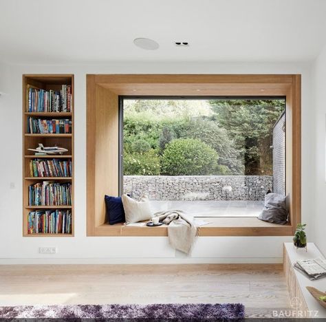 Seat Window, Window Seat Design, Window Benches, House Extension Design, Modern Windows, Seat Design, Hus Inspiration, Window Design, Book Shelf