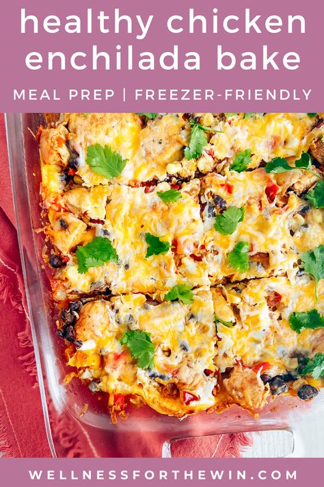 Meal Prep Enchiladas Healthy, Healthy Dinner Recipes For Wrestlers, Quick Healthy Oven Meals, Healthy Enchilada Meal Prep, Easy Healthy Enchilada Casserole, Mexican Chicken Casserole Healthy, Macro Enchilada Casserole, Healthy Lunch Casserole Recipes, Easy Mexican Meal Prep