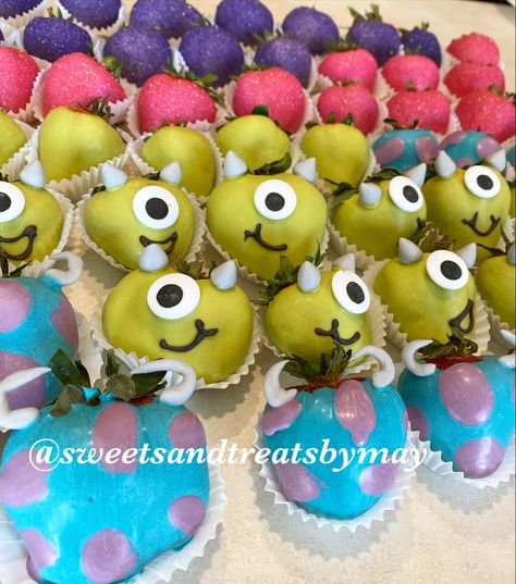 Birthday Chocolate Strawberries, Party Monsters, Desserts Party, Monster Inc Birthday, Chocolate Covered Fruit, Birthday Chocolate, Toy Story Theme, Stitch Toy, Monster Inc