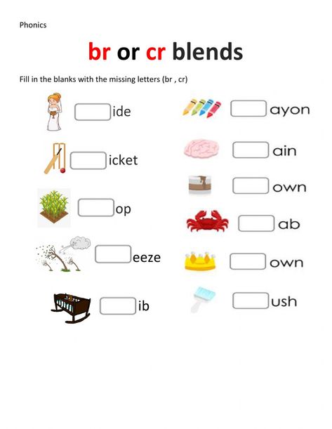 Br and Cr Blends worksheet Cr Blends Worksheets, Br Blends Worksheet, Phonics Blends Worksheets, Grammar Work, Consonant Blends Worksheets, Cursive Writing Practice Sheets, Phonics Blends, Blends Worksheets, Blending Sounds