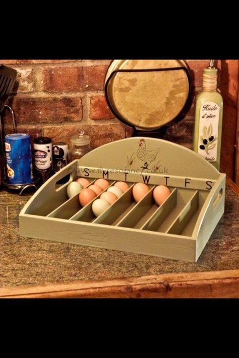 Egg holder - great idea. Can use this idea with regular egg cartons and label each row with the day of the week. Chicken Coop Pallets, Mobile Chicken Coop, Chickens In The Winter, Portable Chicken Coop, Coops Diy, Farm Stuff, Keeping Chickens, Building A Chicken Coop, Egg Storage