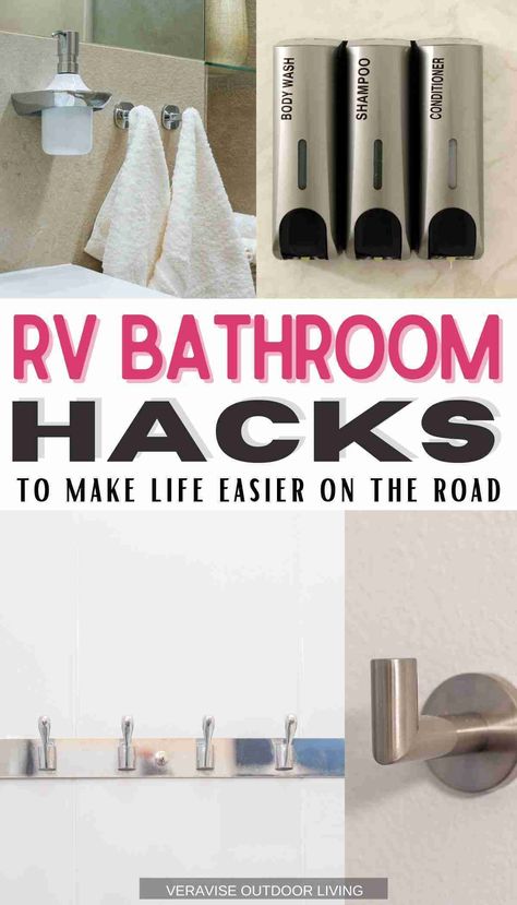 Motorhome Bathroom, Camping Packing Tips, Bear Bathroom Decor, Travel Trailer Hacks, Trailer Hacks, Rv Living Ideas, Rv Cabinets, Rv Decorating Ideas, Motorhome Camping