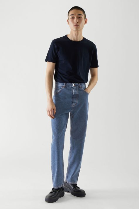 Reworked Denim Jeans, Men Street Outfit, Frugal Male Fashion, Straight Cropped Jeans, Reworked Denim, Spring Outfits Men, Streetwear Fits, Mens Trendy Outfits, Men Stylish Dress