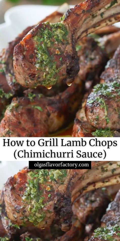 Learn how to grill lamb chops in a chimichurri sauce. This simple method will give you really juicy meat with a sauce that is so fresh and flavorful. It’s a perfect recipe for special occasions. Grilled Lamb Recipes, Grilled Lamb Chop Recipes, Lamb Stew Recipes, Lamb Gyros, Lamb Dinner, How To Cook Lamb, Grilled Lamb Chops, Lamb Chop Recipes, Lamb Chop