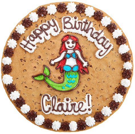 Cookie Cake - great american cookie company Mermaid Cookie Cake, Cookie Cake Ideas, Great American Cookie Company, Great American Cookie, Homemade Cookie Cakes, Giant Cookie Cake, Mermaid Cookie, American Cookies, Cookie Cake Designs