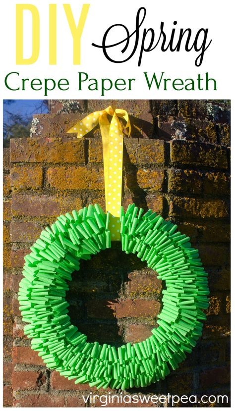 DIY Spring Crepe Paper Wreath - Learn how to make a crepe paper wreath for spring. Customize the look with your choice of crepe paper and ribbon colors. #wreath #springwreath #springcraft #crepepaper #crepepapercraft Crepe Paper Crafts, Diy Spring Wreath, Spring Craft, Paper Wreath, Diy Bows, Diy Wreaths, Entryway Ideas, Spring Ideas, Diy Spring