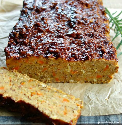 Perfect Lentil Loaf {Grain-Free, Vegan, High Protein} | power hungry Grain Free Meatloaf, Lentil Loaf Vegan, Meatless Meatloaf, Vegetarian Meatloaf, Vegan Loaf, Vegan High Protein, Vegan Ground Beef, Vegan Meatloaf, Lentil Loaf