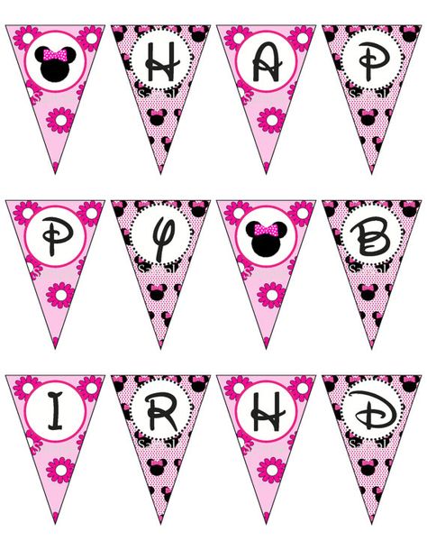 Minnie Mouse Pink Birthday Banner   Printable by ZDesignsbyRosina Minnie Mouse Chip Bag Template, Minnie Mouse Happy Birthday Banner Free Printable, Minnie Mouse Name Letters, Minnie Mouse Birthday Banner, Minnie Mouse Tarpaulin Layout, Minnie Mouse Printables, Minnie Mouse Name Svg Cricut, Cute Minnie Mouse, Printable Birthday Banner