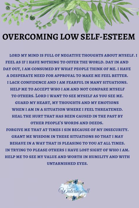 Overcome low self-esteem and live confidently - The Wateringwell Prayer For Self Confidence, Prayers For Confidence, Confidence Prayer, Prayer For Letting Go, Prayer For Confidence, Woord Van God, Prayer For Guidance, Everyday Prayers, Spiritual Prayers