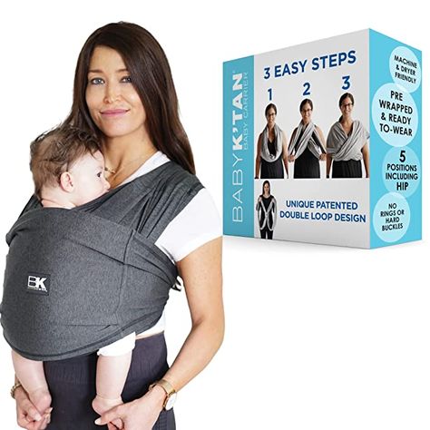 Amazon.com : Baby K'tan Baby Wrap Carrier - Pre Wrapped, Hygienic Sport Performance Blend Sling - UVA and UVB Sunblocking Protection - Quick Drying Fabric - Active Yoga Black (Large) : Baby Baby Holder, Yoga Baby, Baby Yoga, Pre Wrap, Baby Sling, Wrap Carrier, Baby Sling Carrier, Skin To Skin, Baby Wrap