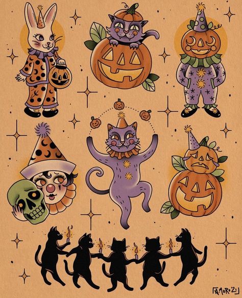 Sunday Calligraphy, Spooky Flash, Halloween Tattoo Flash, Vintage Halloween Art, No Tricks Just Treats, Halloween Wallpaper Iphone Backgrounds, Halloween Bedroom, Halloween Tattoo, Halloween Artwork