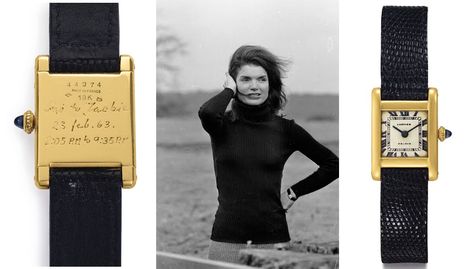 Christie’s New York to auction Jackie Kennedy Onassis's Cartier Tank watch - Theluxecafe Cartier Tank Watch, Us First Lady, Rare Watches, Aristotle Onassis, Hilary Clinton, Tank Watch, Rolex Air King, Cartier Tank, Famous Couples