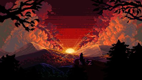 Pixelart Desktop Wallpaper, 1024 X 576 Pixels, Laptop Wallpaper 1920x1080 Full Hd, Chain Saw Art, Retro Games Wallpaper, Android Wallpaper Dark, Pixel Art Landscape, Pixel Art Background, 2160x3840 Wallpaper