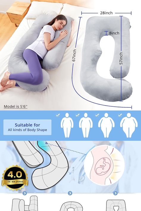 Upgraded U Shaped Pregnancy Pillow】Combining the pros of traditional pregnancy pillows, the SASTTIE 4.0 U-shaped maternity pillow is definitely a comforting and supportive sleep helper as your belly gets bigger. The ergonomically designed shape could fit your body perfectly and provide firm support for your sore shoulders, numb arms, growing belly, tight back, as well as swollen feet. Pillows For Pregnant Women, Diy Pregnancy Pillow, Pregnant Pillow, Pregnancy Pillow Pattern, Maternity Diy, Diy Felt Animals, Pregnancy Body Pillow, Wooden Wardrobe Design, Maternity Pillow