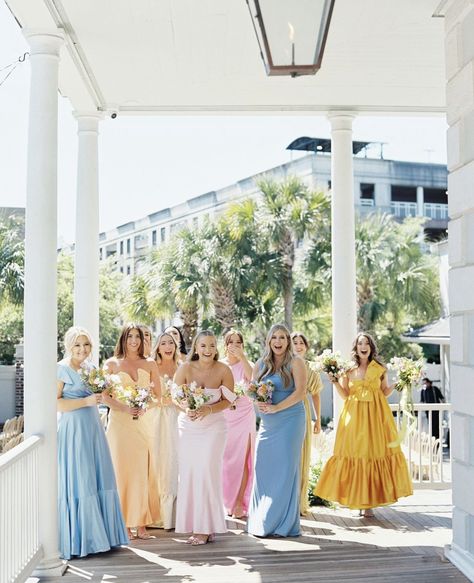 18 best bright bridesmaids dresses for 2024 Multi Colored Bridesmaid Dresses, Black Tie Bridesmaids Dresses, Bright Bridesmaids, Bright Bridesmaid Dresses, Colorful Bridesmaids, Bridesmaids First Look, Black Tie Bridesmaids, Mismatched Dresses, Mix Match Bridesmaids