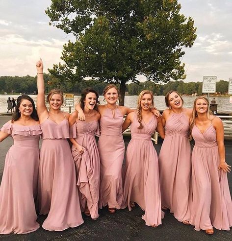 Dusty Pink Bridesmaid Dresses, Bridesmaid Dresses Chiffon, Chiffon Party Dress, Pink Bridesmaid Dress, Pink Bridesmaid Dresses, Dresses Chiffon, Desert Rose, Wedding Bridesmaid Dresses, Chiffon Bridesmaid