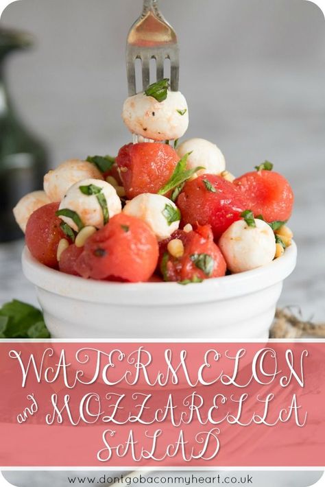 Watermelon Caprese, Watermelon Caprese Salad, Dream Salad, Salad Mozzarella, Watermelon Balls, Balsamic Carrots Roasted, Salad Watermelon, Watermelon Salad Recipes, Watermelon Ball