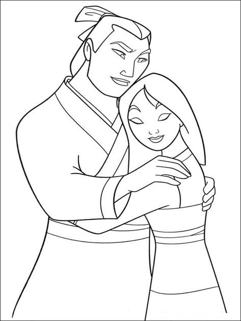 Mulan Coloring Pages, Disney Coloring Sheets, Li Shang, Disney Princess Colors, Vintage Coloring Books, Disney Princess Coloring Pages, Dragon Coloring Page, Disney Embroidery, Disney Art Drawings