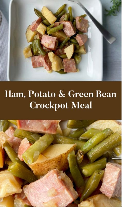 Ham potato green bean casserole Dairy Free Ham Recipes, Green Bean Crockpot, Dairy Free Crockpot Meals, Potato Green Bean, Ham Dinner Recipes, Gluten Free Ham, Gluten Free Crock Pot Recipes, Beans In Crockpot, Pot Roast Crock Pot Recipes