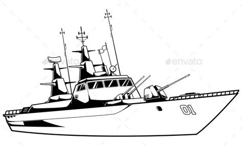 Battleship Line Art Side View Drawing, Graphic Design Layouts, Cartoon Drawing, The Deck, Side View, Cartoon Drawings, Art Art, Line Art, Coloring Pages