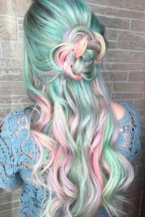 Hair Color 2017, Cotton Candy Hair, Dyed Hair Pastel, Rainbow Hair Color, Candy Hair, Hair Flow, Hair Extensions Best, Wavy Hairstyles, Creative Hairstyles